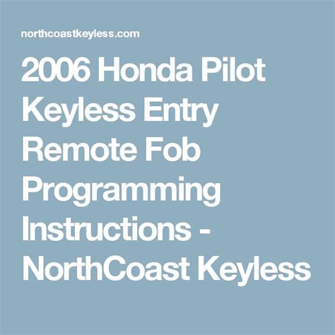 Image result for 2016 Honda Pilot Keyless Remote Programming