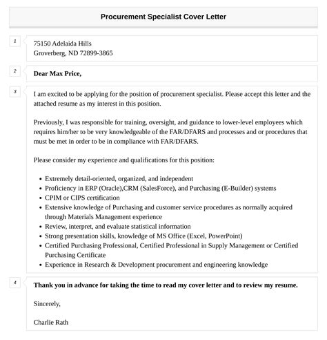 Procurement Specialist Cover Letter | Velvet Jobs