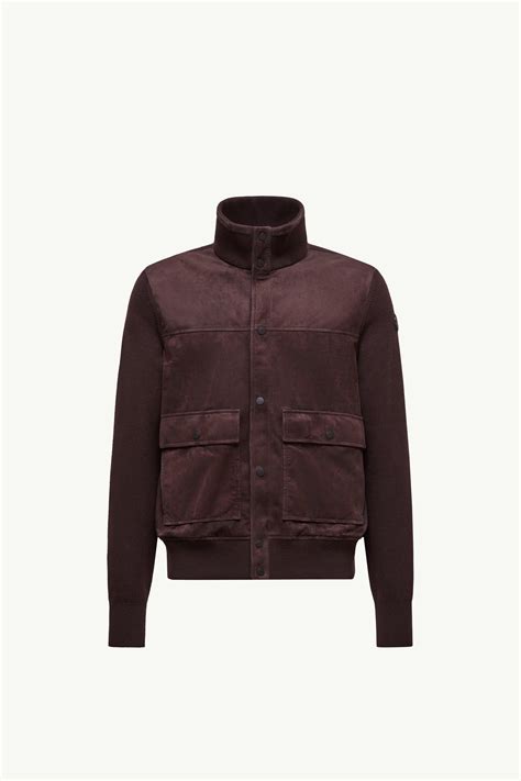 Brown Wool & Suede Cardigan - Sweaters & Cardigans for Men | Moncler GB