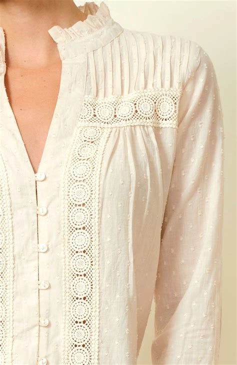 Carrie Organic Cotton Dobby Lace Blouse | Ivory - Ivory / XXL | Ladies ...