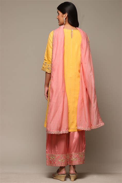 Mango Cotton Blend Straight Kurta Palazzo Suit Set