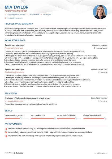 10+ Apartment Manager Resume Samples & Templates for 2025