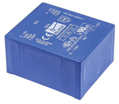 FL30/12 Block | Block 12V ac 2 Output Through Hole PCB Transformer ...
