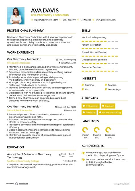 10+ Cvs Pharmacy Technician Resume Samples & Templates for 2025