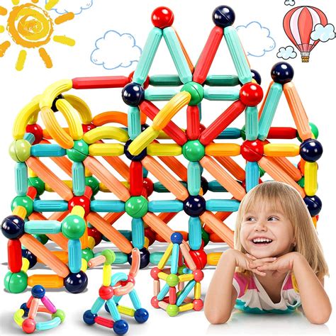 SNAPTRON Magnetic Sticks Building Blocks for Kids- 32Pcs Big Magnetic ...