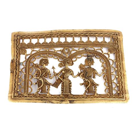 Bronze Dhokra Wall Art Lord Ram With Sita And Laxman