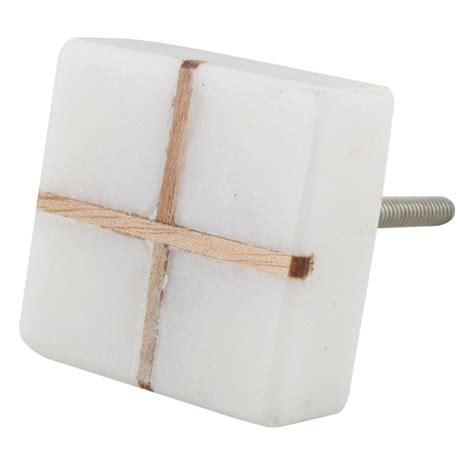White Square Wooden Cross Stone Dresser Knobs