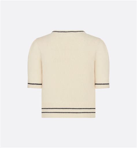 Short-Sleeved Sweater Ecru Wool and Cashmere Knit | DIOR