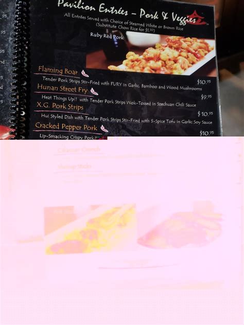 Menu at Red Pavilion Mandarin Cuisine restaurant, Meridian