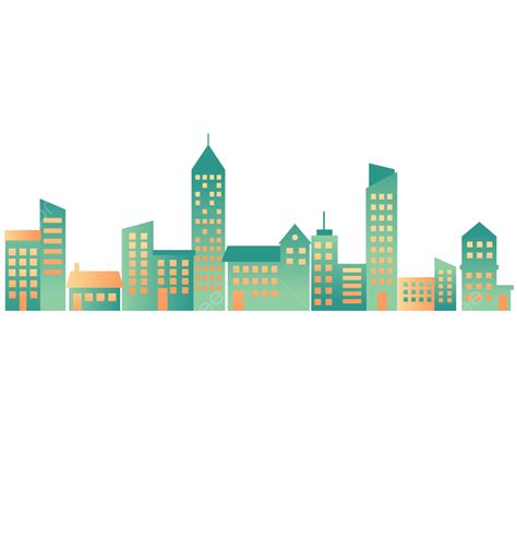 Flat City Buildings Vector Design Images, Flat City Building Bottom ...