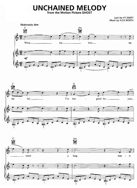 Unchained Melody (from Ghost) by The Righteous Brothers Sheet Music ...