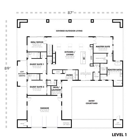 Open Rambler Floor Plans 2 Bed Modern Farmhouse Plan With 2 Car Garage
