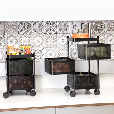 Angelware 5 Layer Fruit Vegetable Stand Basket Kitchen Rotating Trolley ...