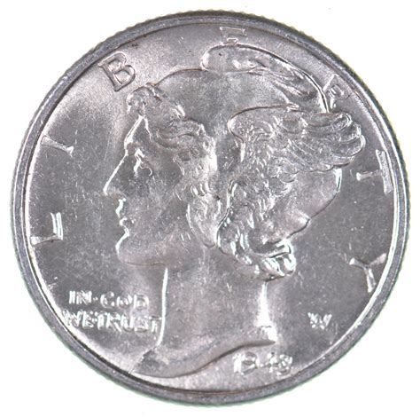 Unc BU MS 1943 US Mercury 90% Silver Dime Coin Collection Lot Set Break ...