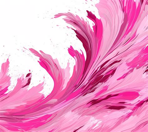 A close up of a pink and white abstract painting with a white ...