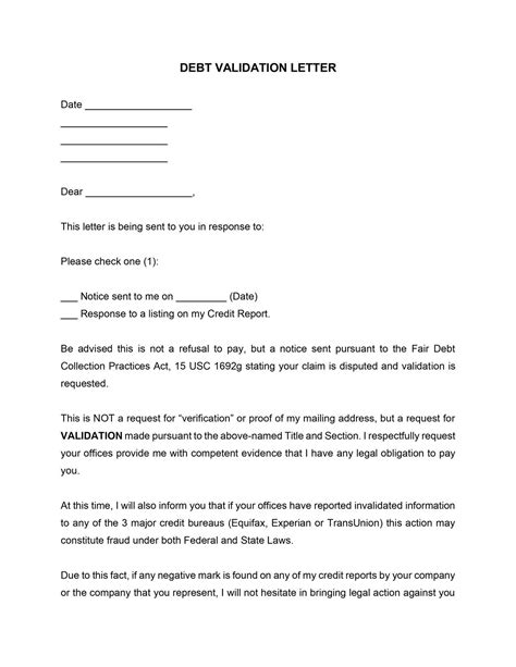 Debt Validation Letter Template - Templates.maexproit.com