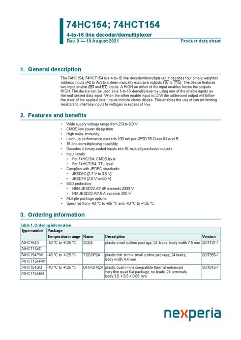 74HC HCT154-2937249 - 4x16 decoder - 74HC154; 74HCT 4-to-16 line ...