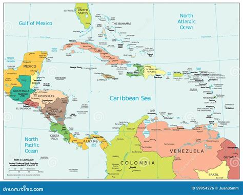 Del Caribe Mapa De America Con Nombres Para Imprimir