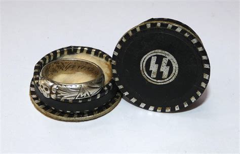 Lot - An SS Death Head Ring in Rare SS Ring Box - Marked