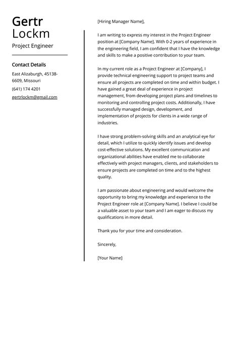 Project Engineer Cover Letter Examples (Template & 20+ Tips)