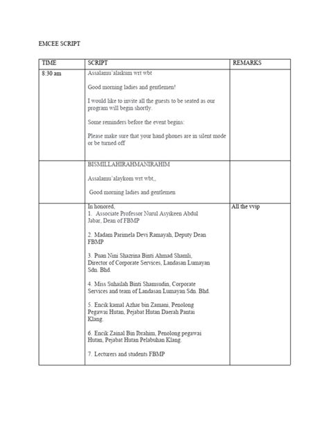 Image result for Script Emcee Program