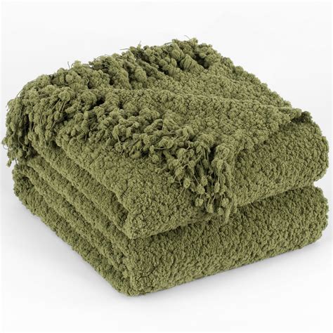 Amazon.com: LONG CREATE Throw Blanket for Couch, Olive Green Luxury ...