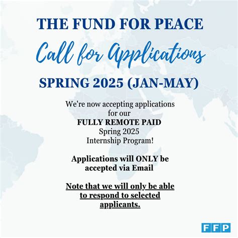 🚨 Call for Applications: Spring 2025 Internships at The Fund for Peace (FFP) 🚨 Good news! We are ...