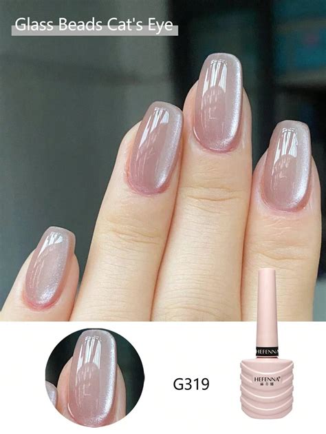 HEFENNA 1 Set 10ml Glass Beads Nail Gel Polish With Shiny Cat Eye ...