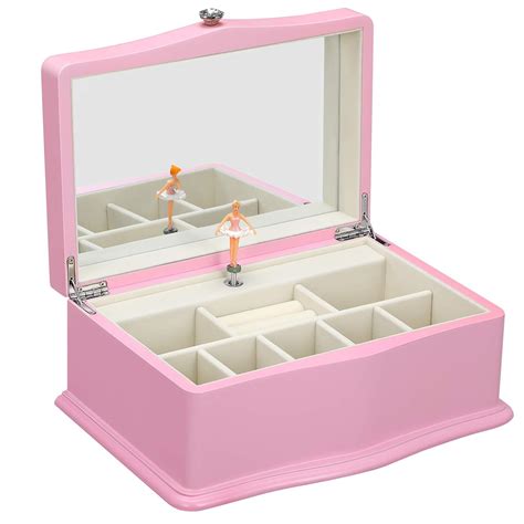 SONGMICS Ballerina Music Box, Girls Jewelry Box with Large Mirror ...