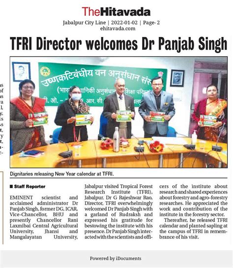 Official Website of Tropical Forest Research Institute | Media Coverage
