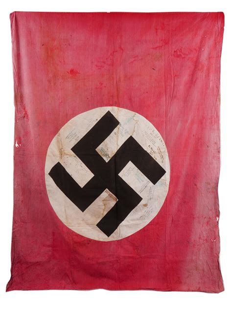 Lot 545 | WWII NAZI GERMAN FLAG SIGNED BY AMERICAN SOLDIERS