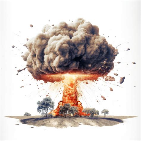 Premium AI Image | Atomic bomb mushroom cloud explosion on white background