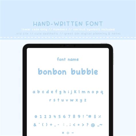 Cute Font, BONBON BUBBLE, Lower Case Font, Planner Font, Handwritten ...