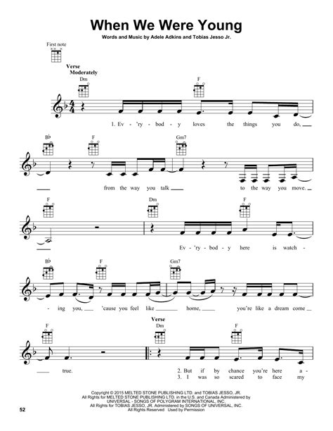 When We Were Young by Adele Sheet Music for Ukulele at Sheet Music Direct