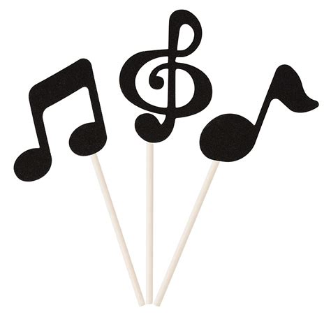 Buy Donoter 48 Pcs Black Glitter Music Notes Cupcake Toppers Musical ...