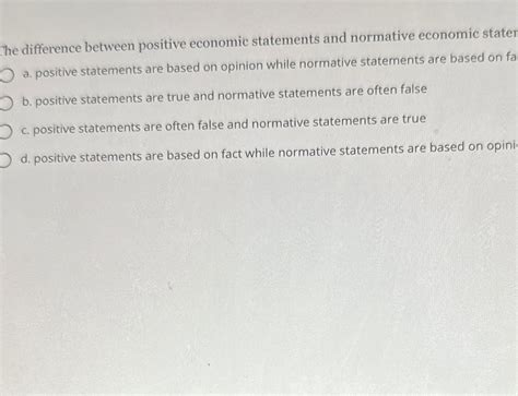 Solved The difference between positive economic statements | Chegg.com