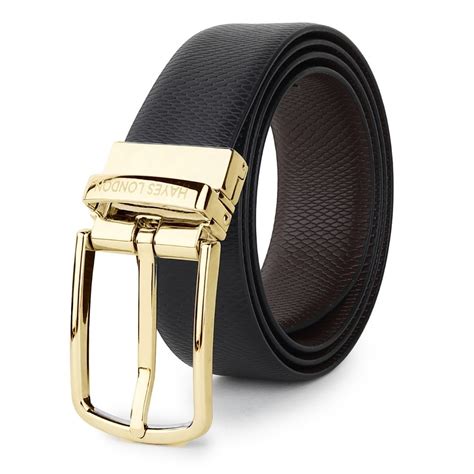 Italian Leather Reversible Black & Brown Belt for Men - Gold Buckle ...