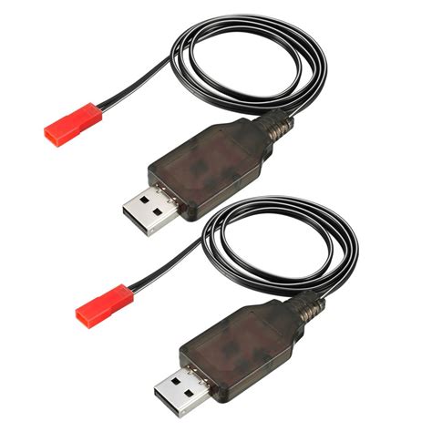 uxcell 2 Pcs JST-2P USB Charging Cable for RC Car 4.8V 250mA Ni-MH Ni ...