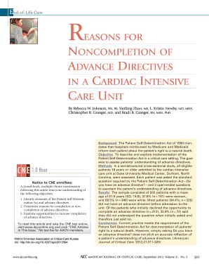 Fillable Online aacn Reasons for Noncompletion of Advance Directives in ...