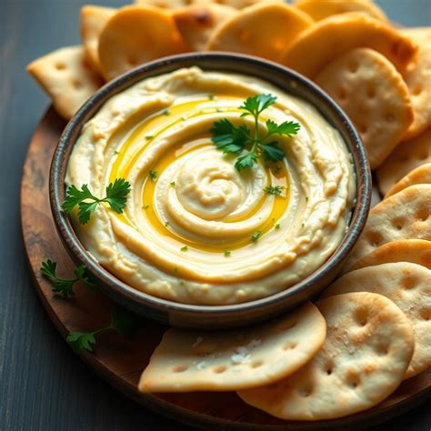 Zesty Lemon-Herb Hummus with Pita Chips Recipe | cookAIfood
