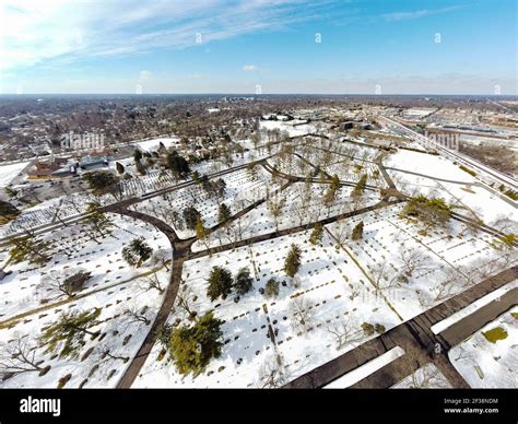 Aerial photo Clover Hill Cemetery Michigan USA Stock Photo - Alamy
