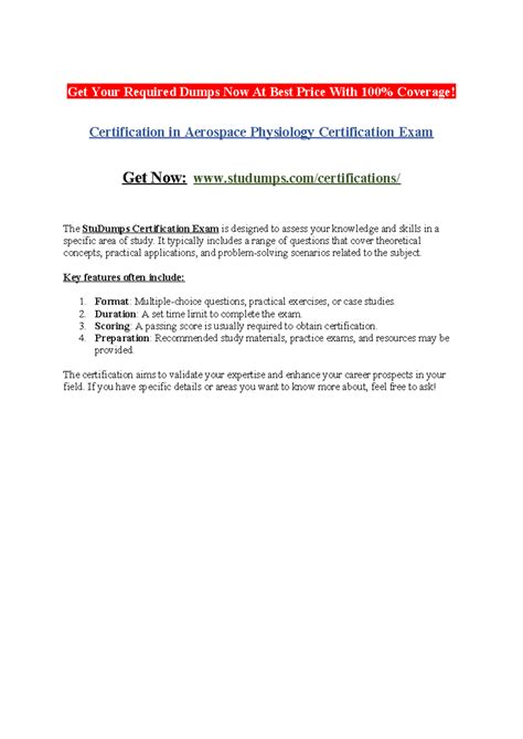 Certification in Aerospace Physiology Certification Exam - Get Your ...