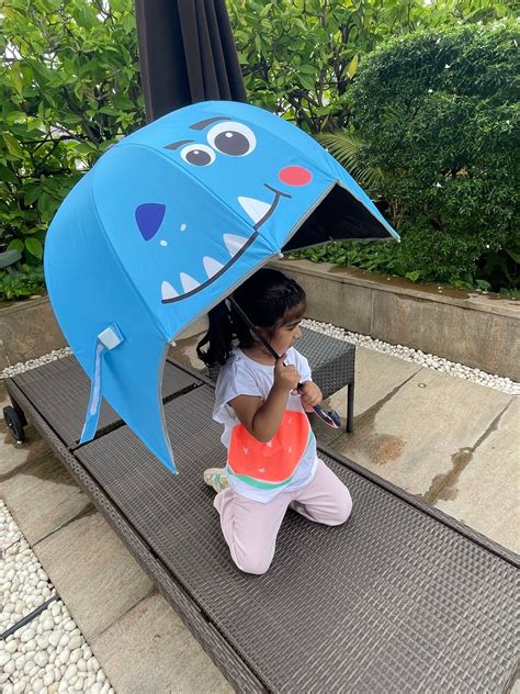 Dino theme, Helmet Shape Kids Umbrella , 4-8 yrs, Light Blue. - Little ...