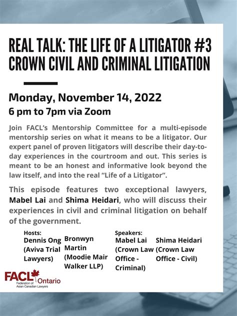 Real Talk: The Life of a Litigator #3 Crown Civil and Criminal Litigation – FACL Ontario