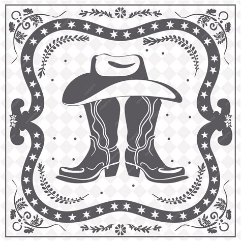 Premium PSD | A black and white photo of a cowboy hat and boots
