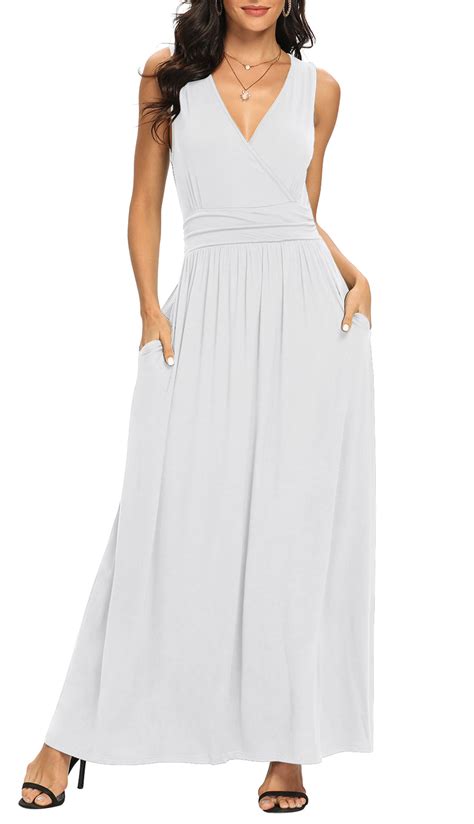 Frontwalk Womens Sleeveless Pockets V-Neck Long Maxi Dress Casual ...