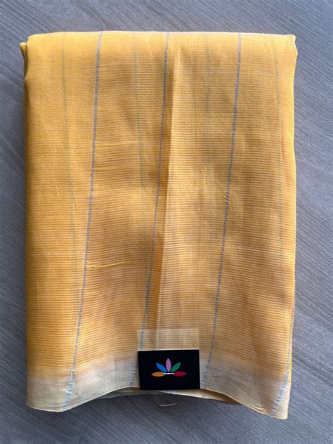 Saffron Yellow Mangalagiri Silk Cotton Saree with Digital Printed Pall ...