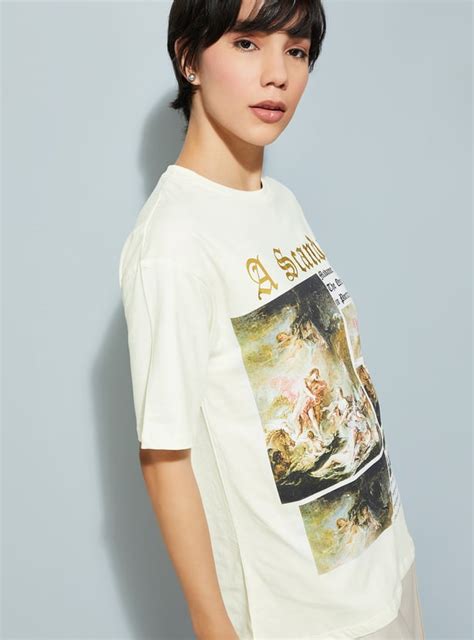 Buy ALAYA F x URB_N Women Graphic Print Oversized T-shirt Online at ...