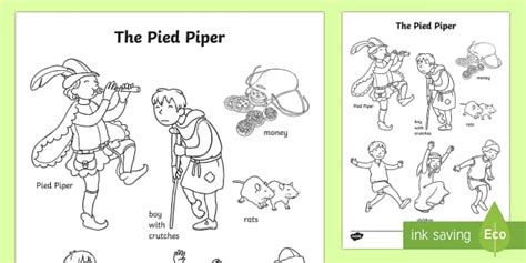 The Pied Piper Words Colouring Sheet