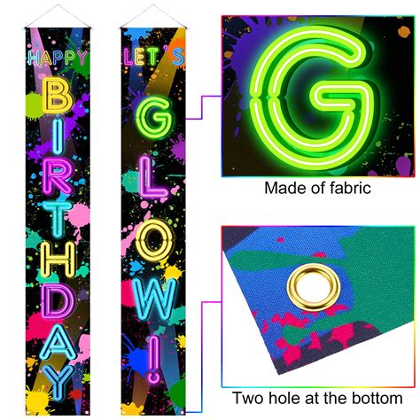 Buy Qweryboo Happy Birthday Porch Sign, Glow Neon Birthday Party ...